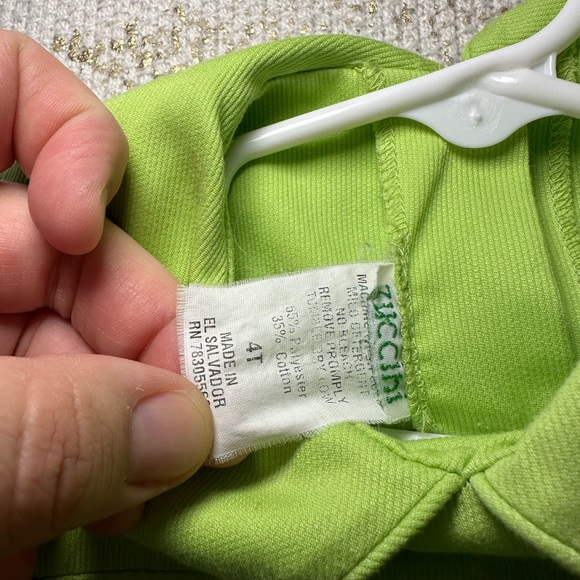 ZUCCINI Toddler Girls Green Smocked Peter Pan Collar Easter Bunny Dress | 4T - Picture 8 of 8